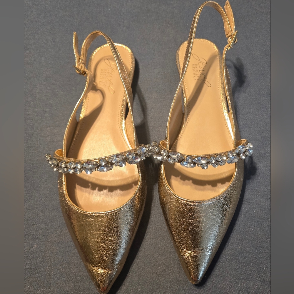 Jewel Badgley Mischka Womens Bambi Faux Leather Pointed Toe Slingbacks